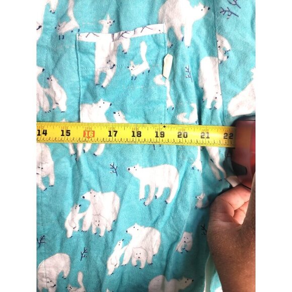 Munki Munki Fleece Pajama Set Polar Bear Print Turquoise Long Sleeve Top & Pants - Picture 11 of 16
